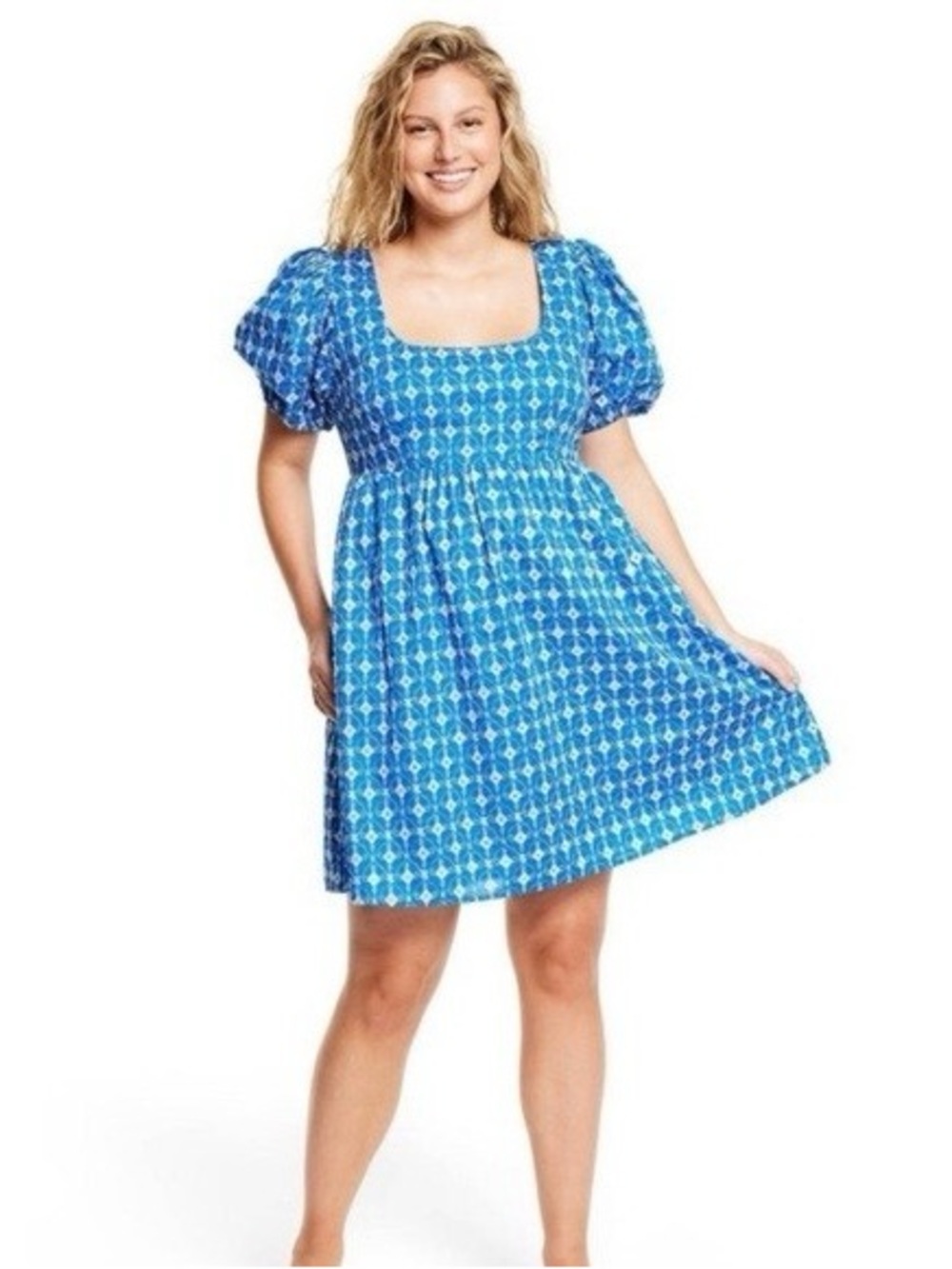 Like New RHODE Blue Embroidered Eyelet Babydoll Mini Dress | Women’s Plus XXL - Picture 16 of 16